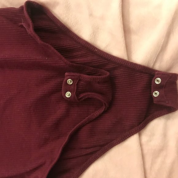 Burgundy Ribbed Bodysuit - Picture 2 of 3